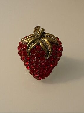 Red Crystal Strawberry Statement Ring